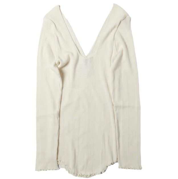 ハクジ Random Rib LS PO コットンシルクロングスリーブトップス