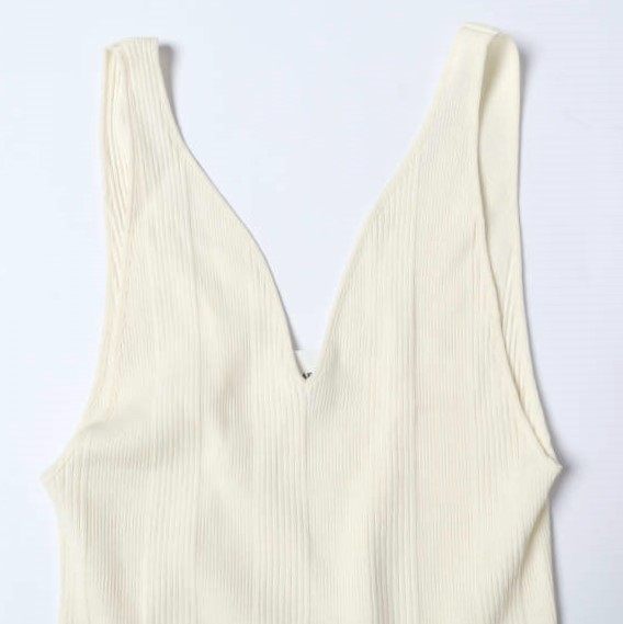 ハクジ Random Rib Tanktop コットンシルクタンクトップ
