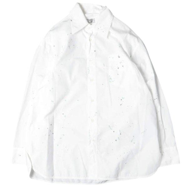 エムエム6メゾンマルジェラ CAMICIE A MANICHE PAINT RESIDUE SHIRT コットンシャツ