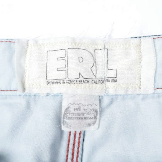 イーアールエル BAGGY INDIANA DISTRESSED JEANS コットンデニムパンツ