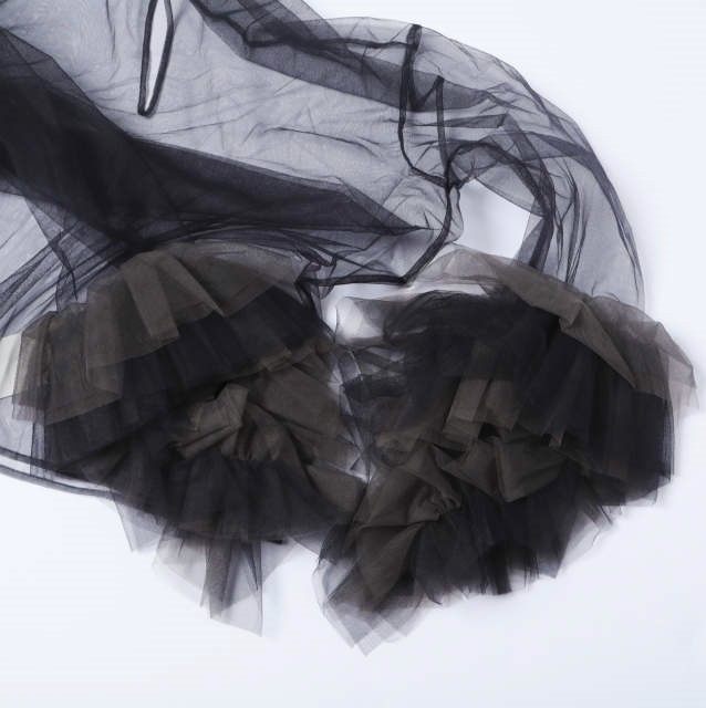 マージ Tulle high neck ruffle sleeveプルオーバー