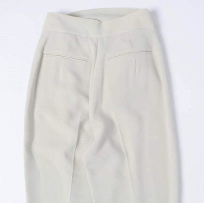 ベイジ ベルテッドテーパードパンツ ジョーゼットパンツ