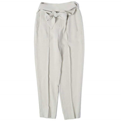 ベイジ ベルテッドテーパードパンツ ジョーゼットパンツ