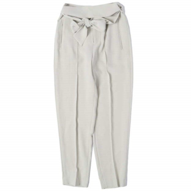 ベイジ ベルテッドテーパードパンツ ジョーゼットパンツ