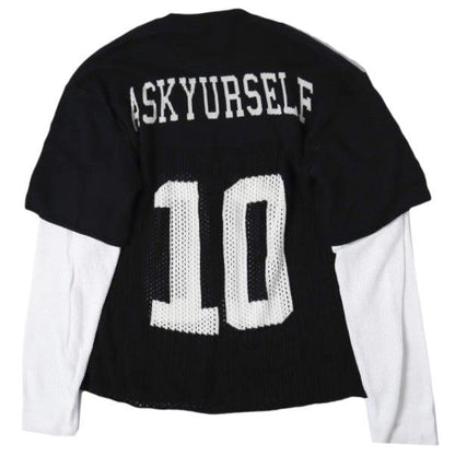 アスクユアセルフ Knit Mesh Long Sleeve Jersey ニットトップス