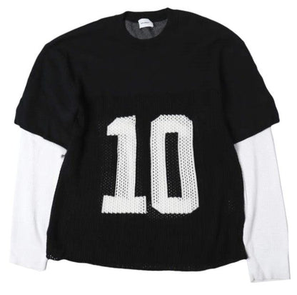 アスクユアセルフ Knit Mesh Long Sleeve Jersey ニットトップス