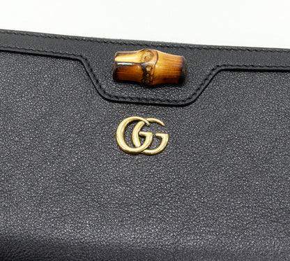 グッチ GGマーモント ダイアナ バンブー カーフ ラウンドファスナー長財布