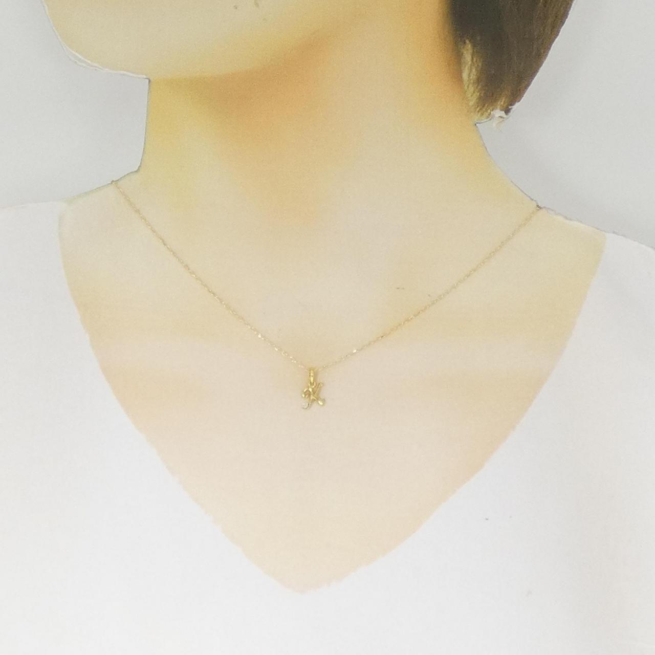 Au750 イニシャル K ダイヤモンド ネックレス