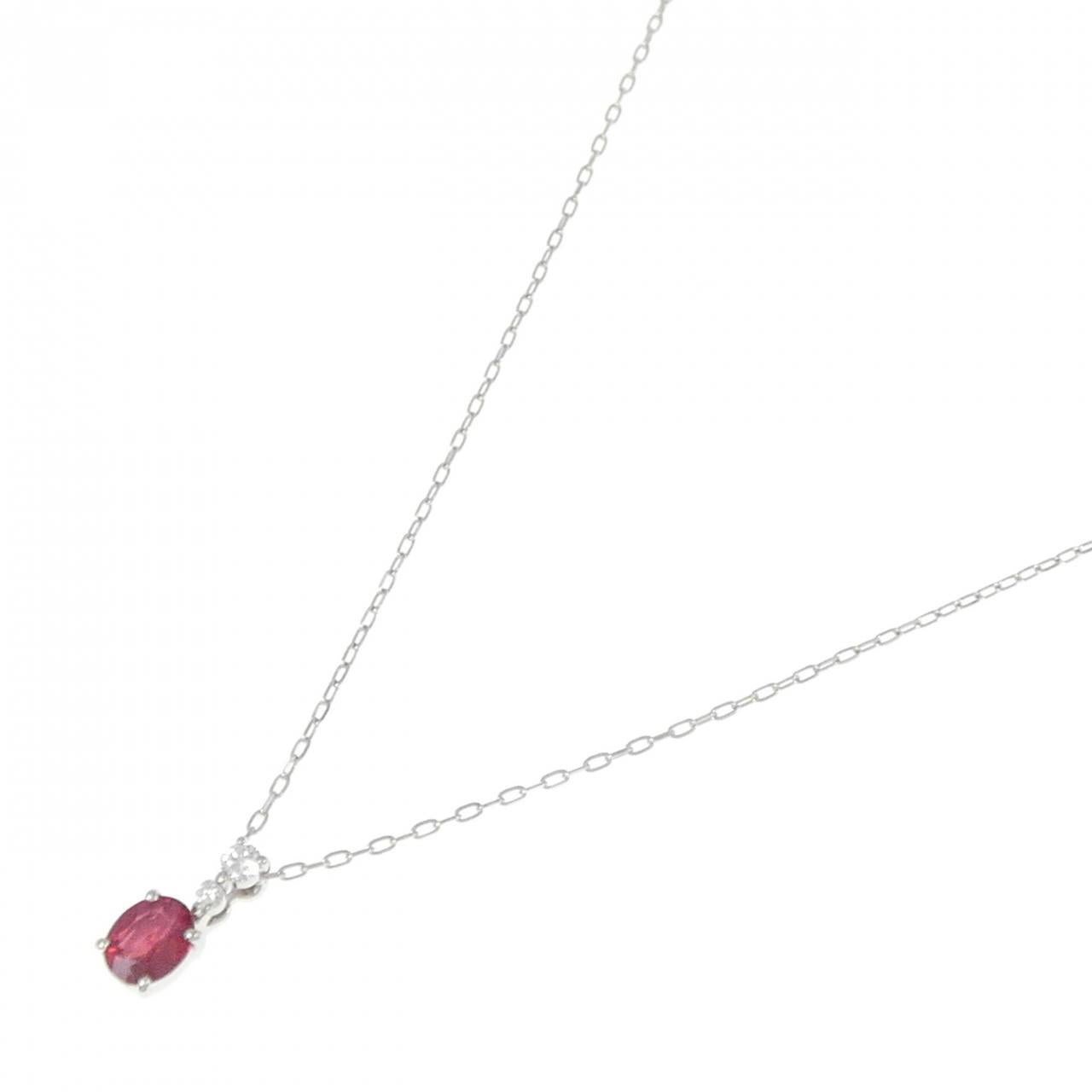 プラチナ ルビー ダイヤモンド ネックレス