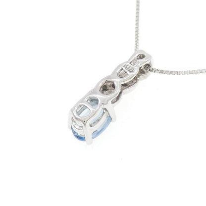 Au750ホワイトゴールドアクアマリンダイヤモンドネックレス