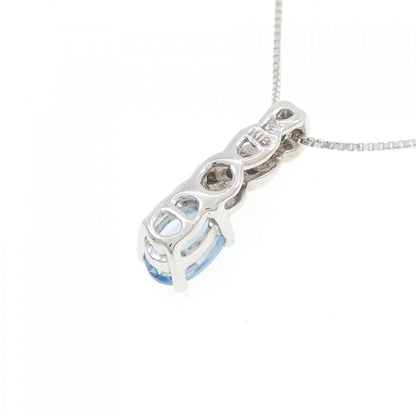 Au750ホワイトゴールドアクアマリンダイヤモンドネックレス