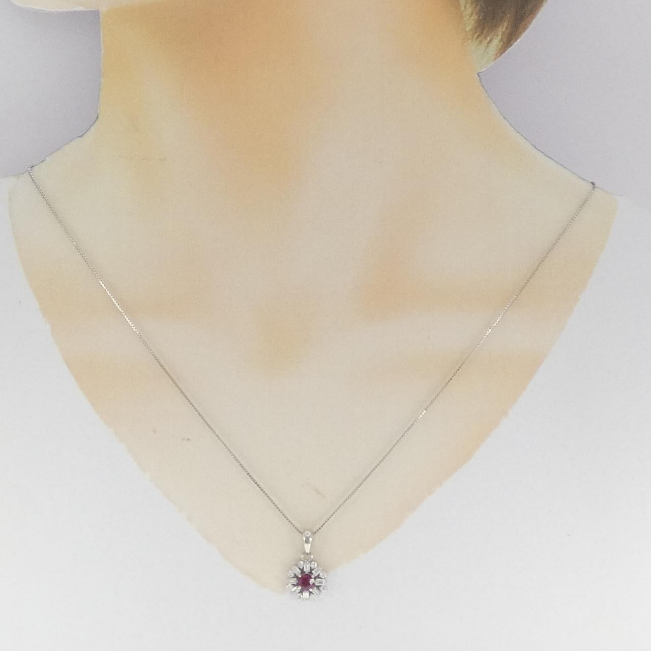 プラチナ ルビー ダイヤモンドネックレス