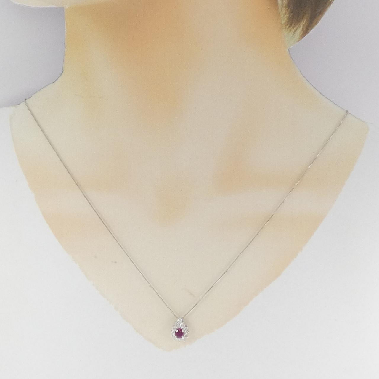 Pt900/Pt850 ルビー ダイヤモンド ネックレス