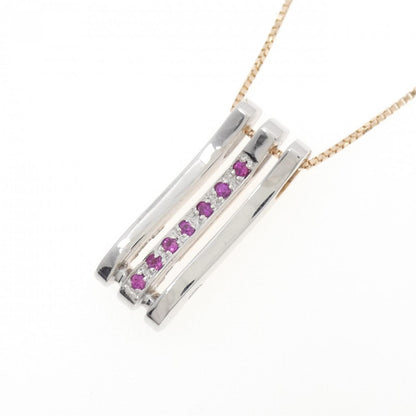Au750ピンクゴールドホワイトゴールドルビーダイヤモンドネックレス