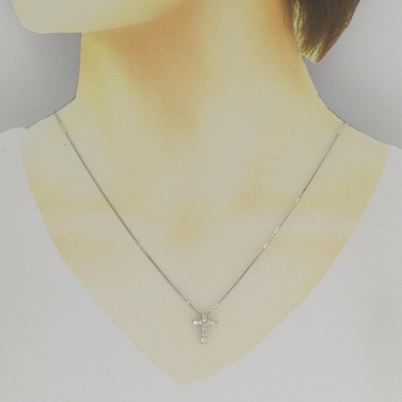 Pt900/Pt850 クロス ダイヤモンド ネックレス