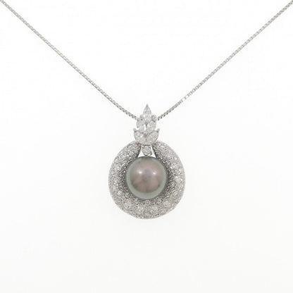 プラチナ 黒蝶パール ダイヤモンド ネックレス