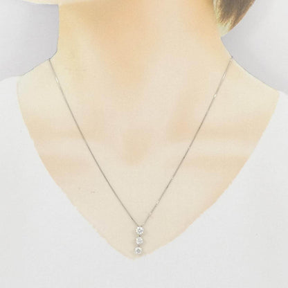 Pt900 Pt850 スリーストーンダイヤモンドネックレス