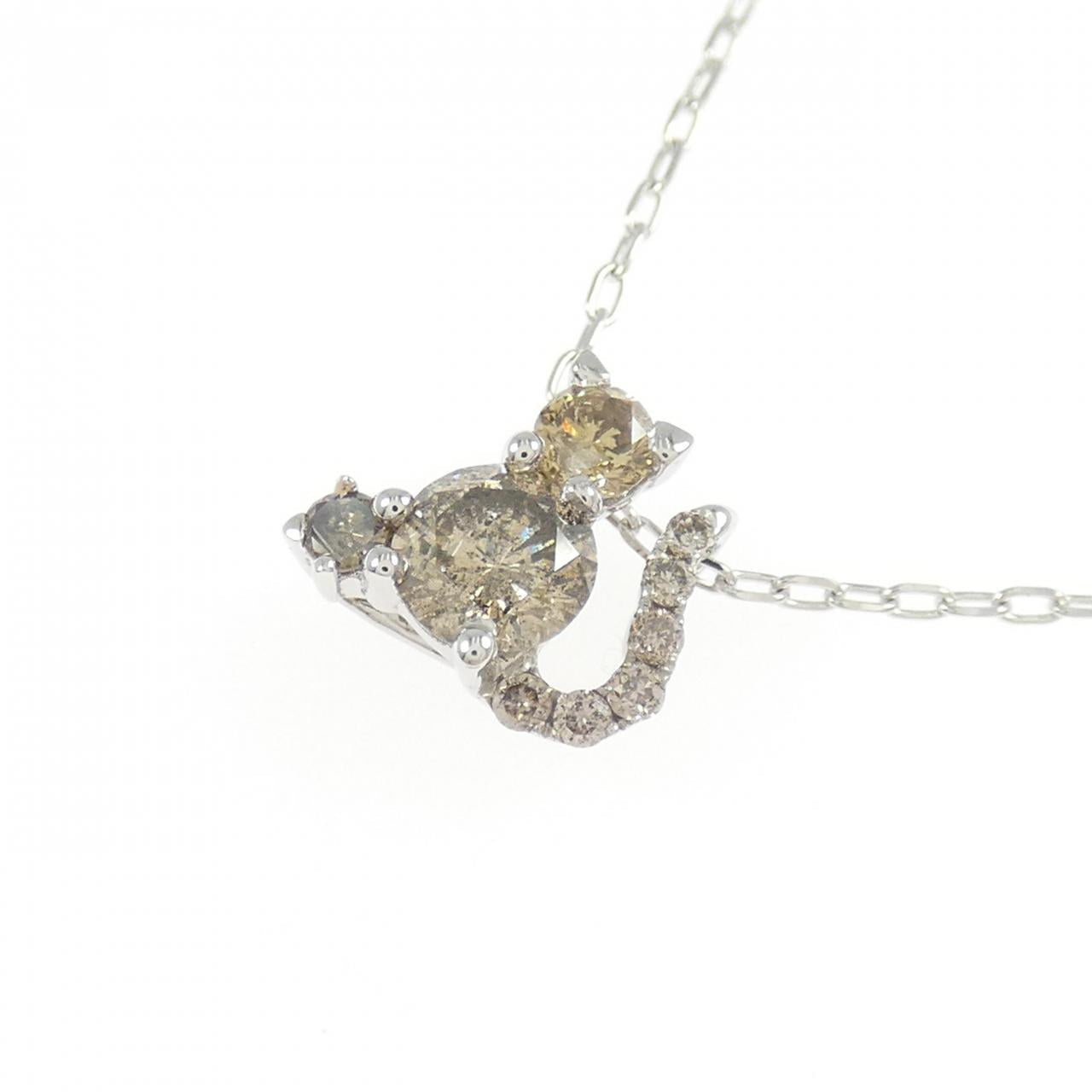 K18WG ダイヤモンド キャット ネックレス