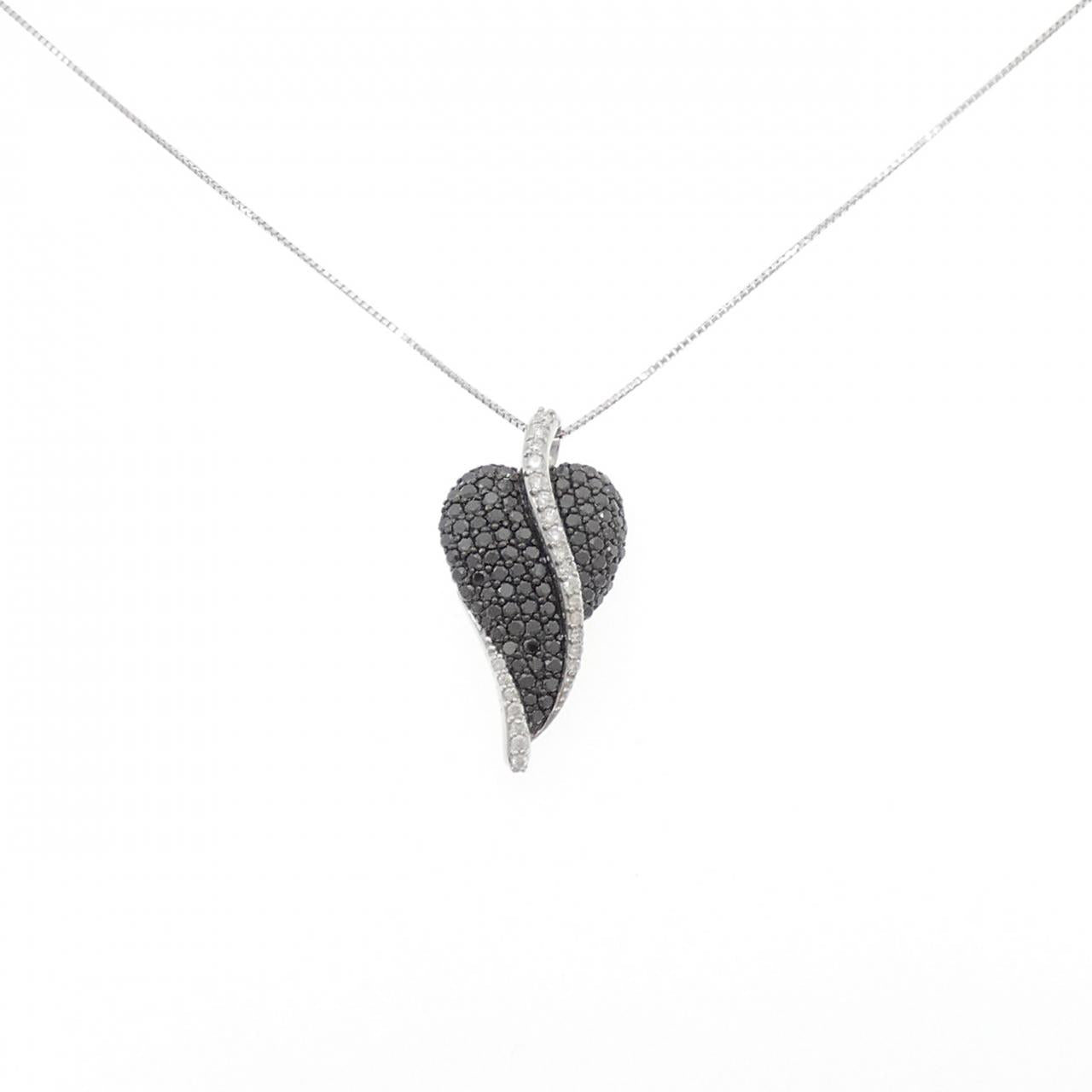 Au750ホワイトゴールド ブラックゴールド ダイヤモンドネックレス