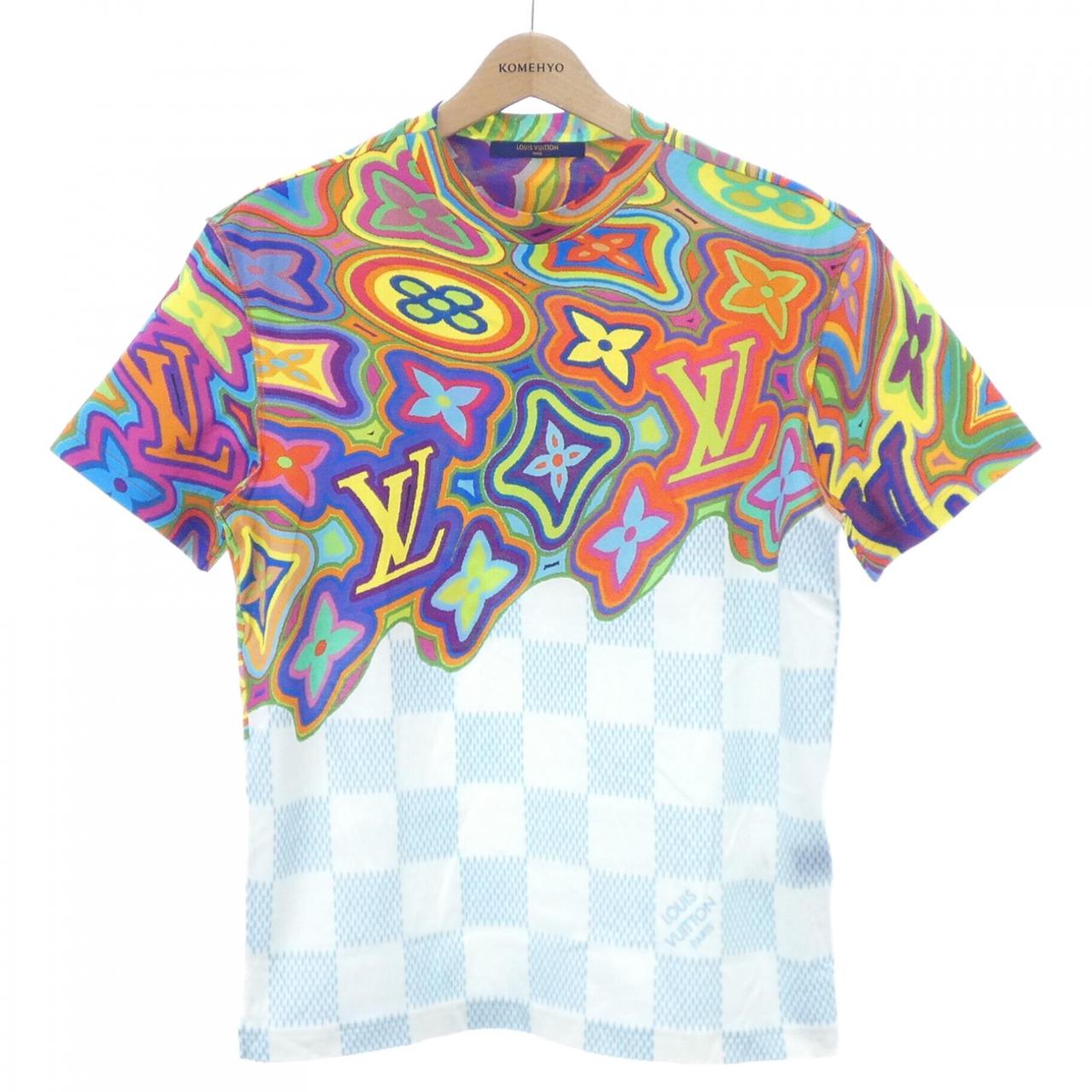 ルイヴィトン プリンテッドダミエLVT コットンTシャツ
