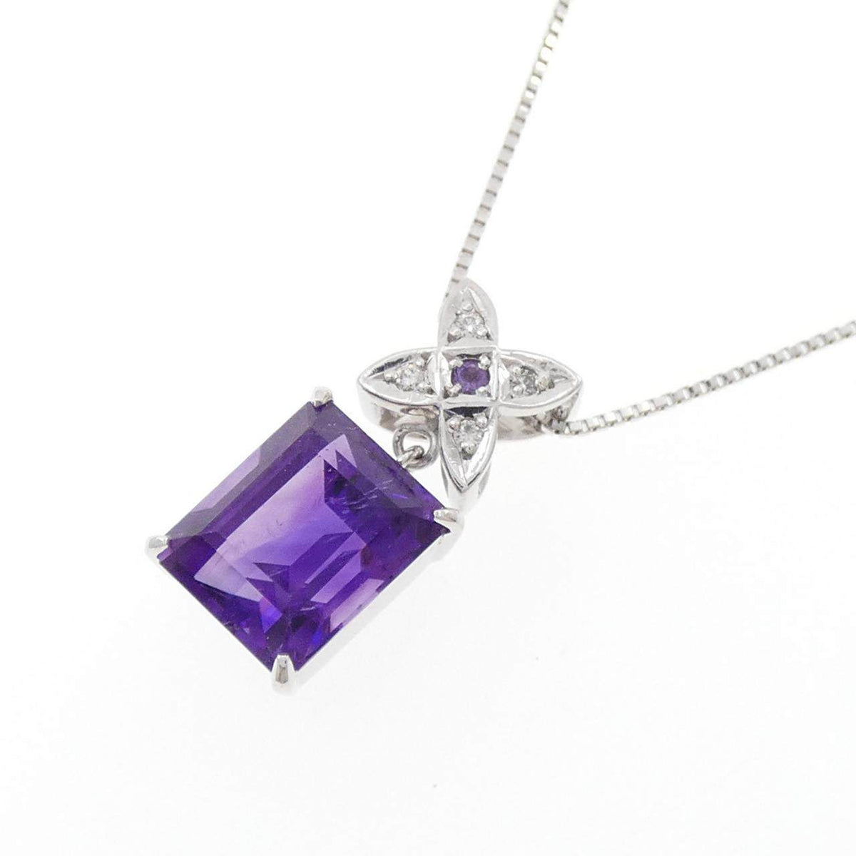 Au750 アメシスト ダイヤモンド ネックレス