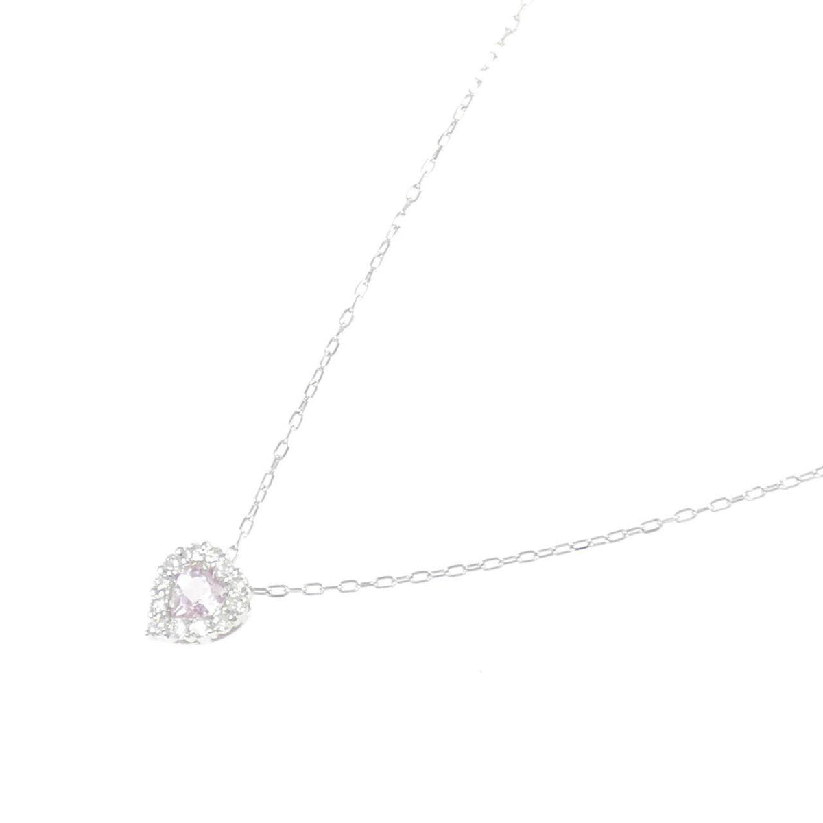 K18WG モルガナイト ダイヤモンド ネックレス