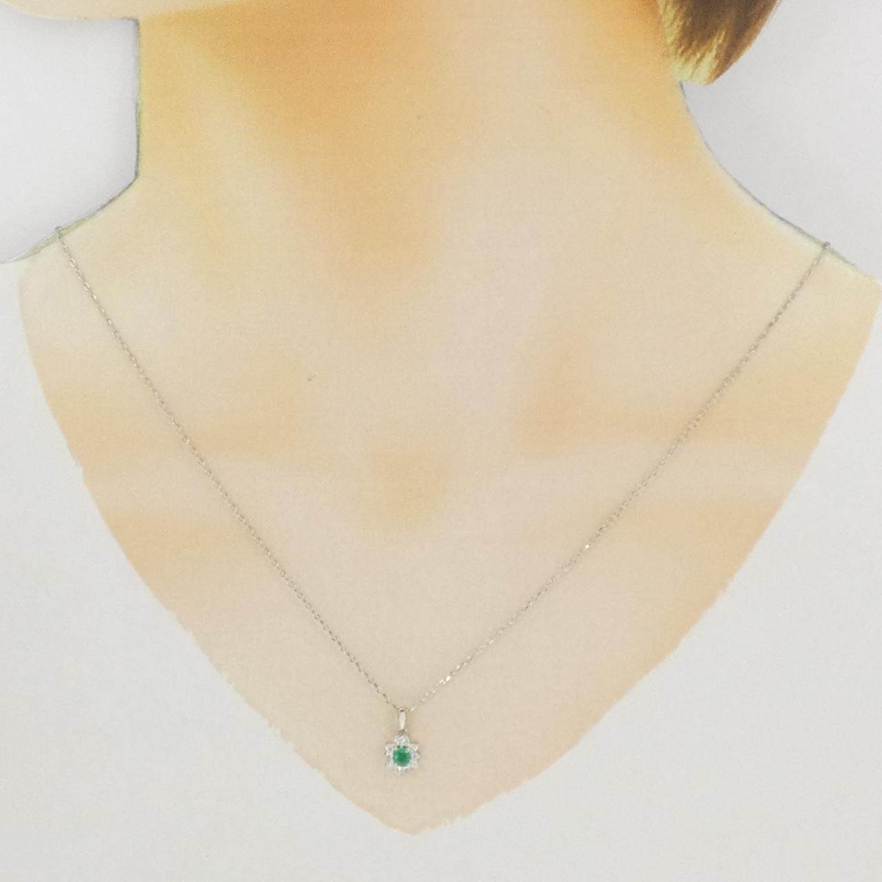 Pt900 Pt850 エメラルドダイヤモンドネックレス