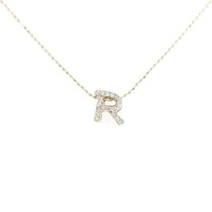 Au750 イニシャルR ダイヤモンド ネックレス