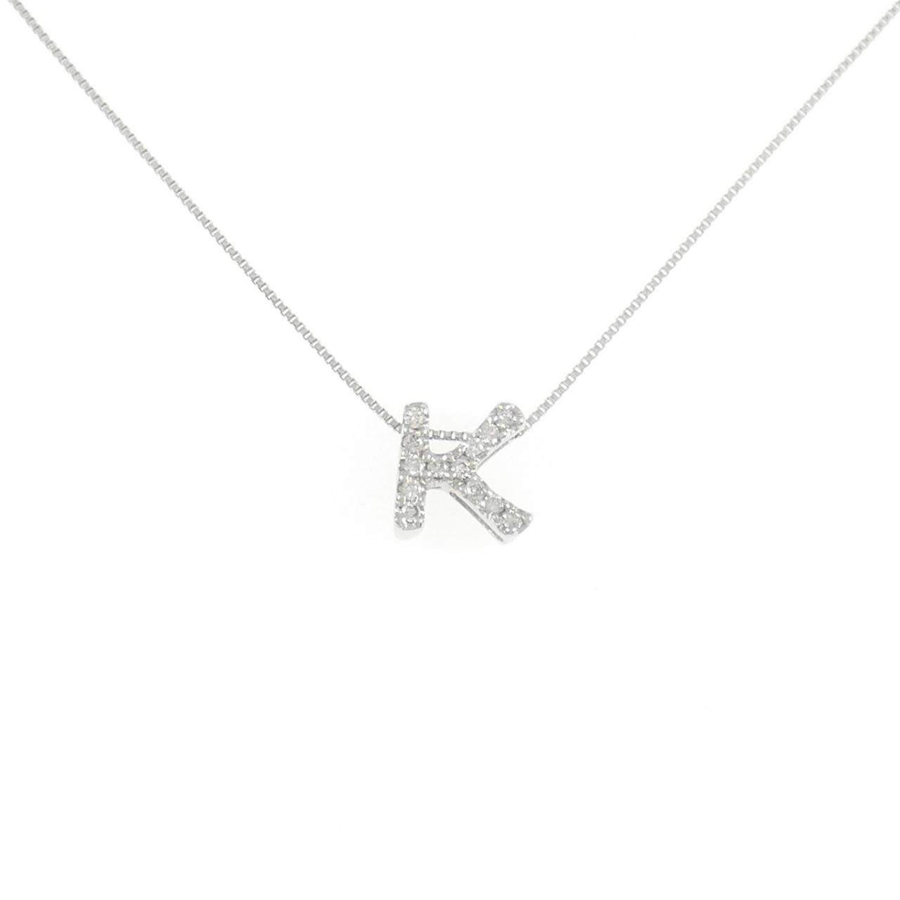 K18WG イニシャルK ダイヤモンド ネックレス