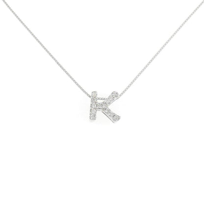 K18WG イニシャルK ダイヤモンド ネックレス