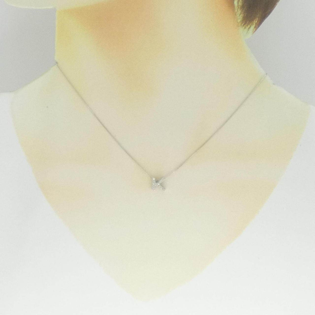 K18WG イニシャルK ダイヤモンド ネックレス