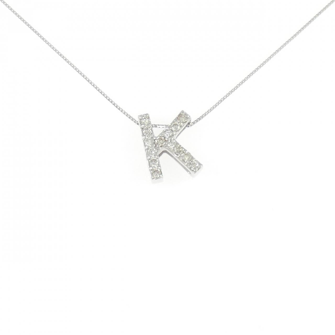 K18WG ダイヤモンド イニシャルK ネックレス