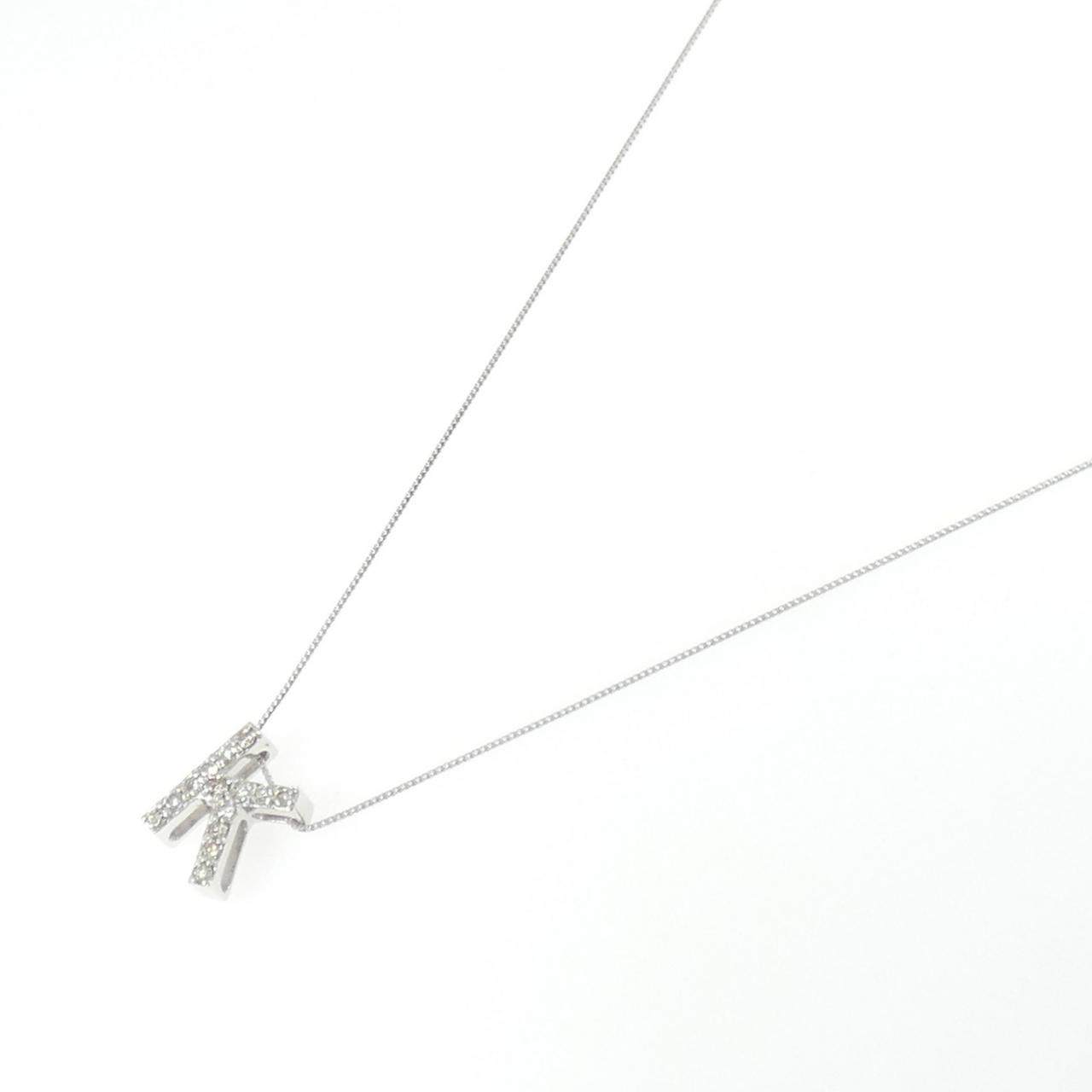 K18WG ダイヤモンド イニシャルK ネックレス