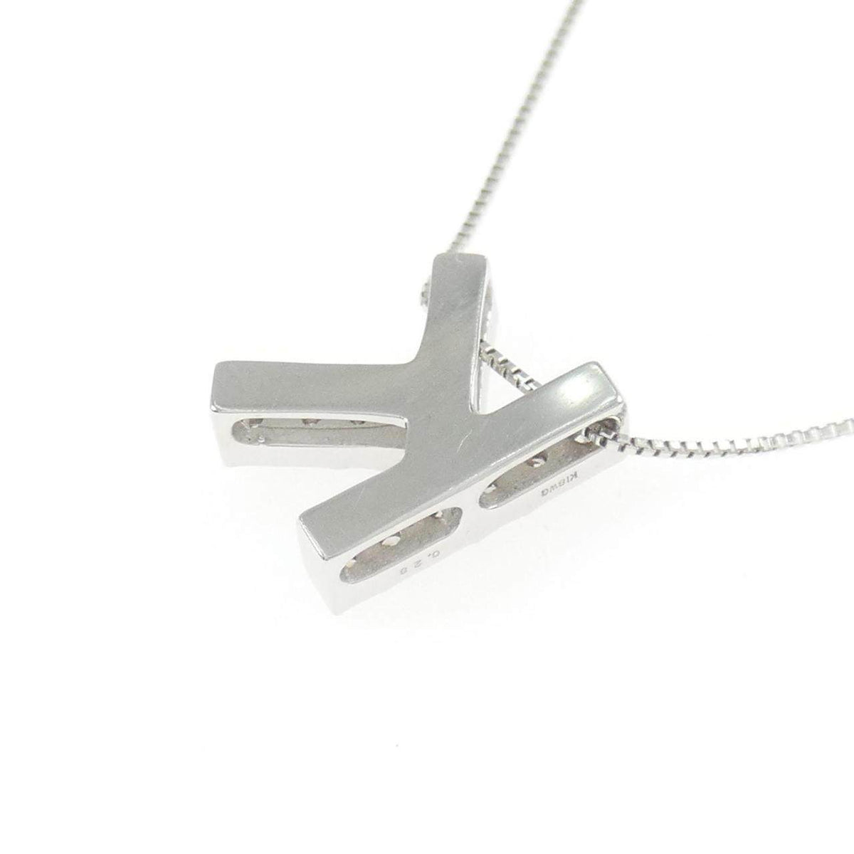 K18WG ダイヤモンド イニシャルK ネックレス