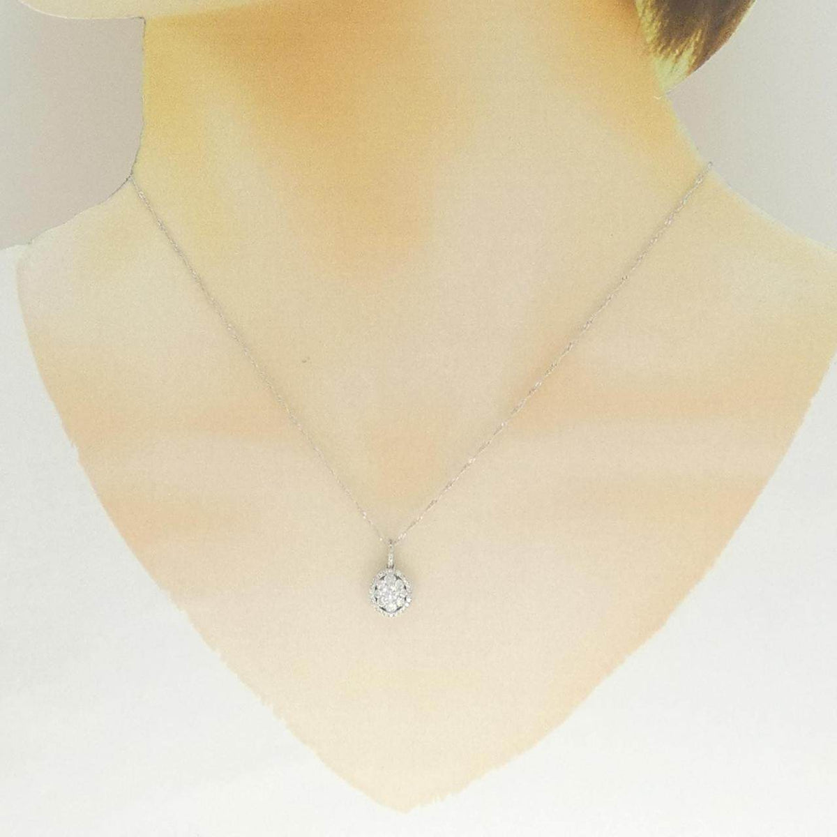 K18WG フラワー ダイヤモンド ネックレス