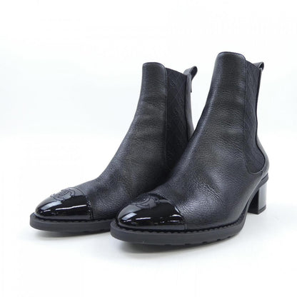 シャネル SHORT BOOTS シャイニーグレインカーフスキン パテントカーフスキン ブーツ