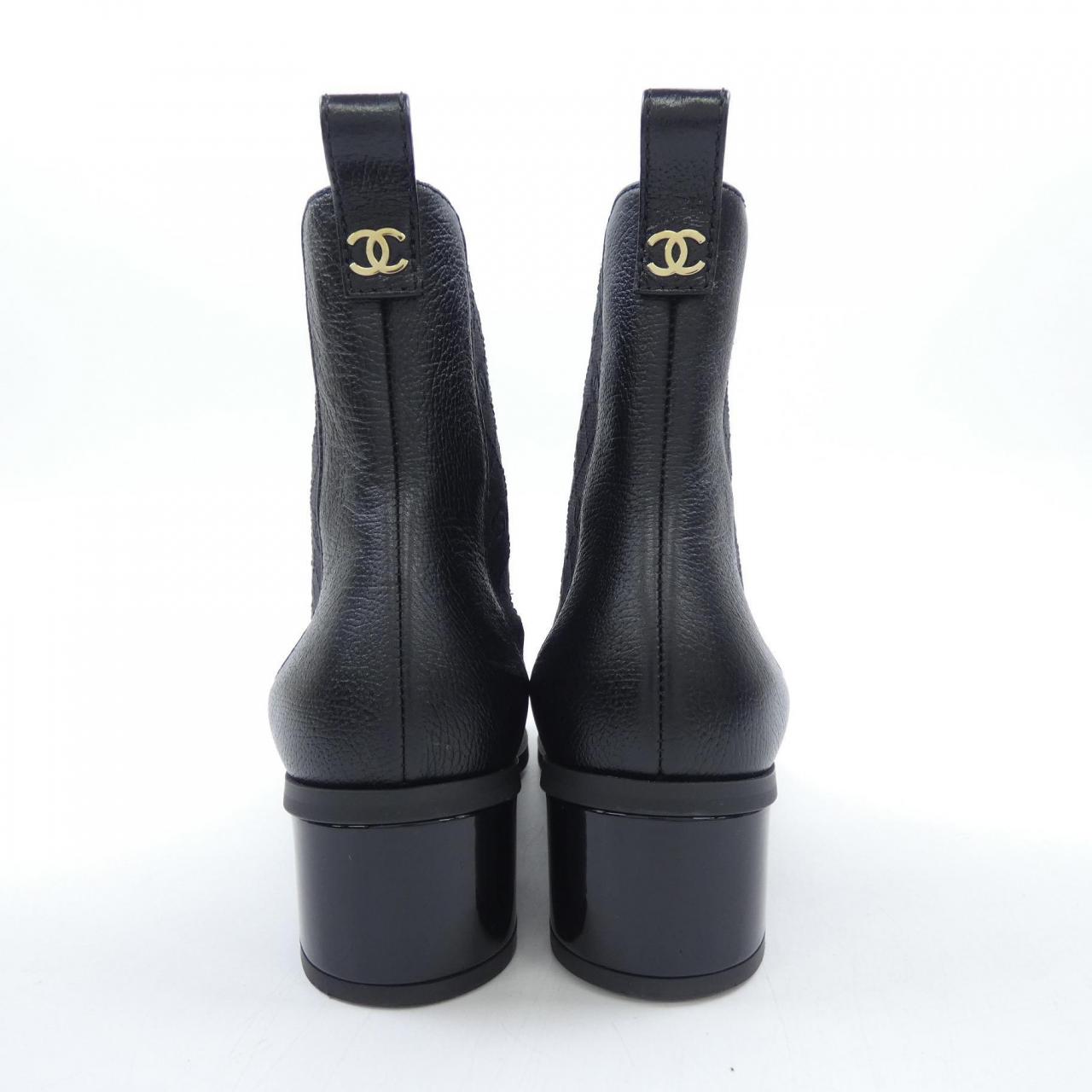 シャネル SHORT BOOTS シャイニーグレインカーフスキン パテントカーフスキン ブーツ