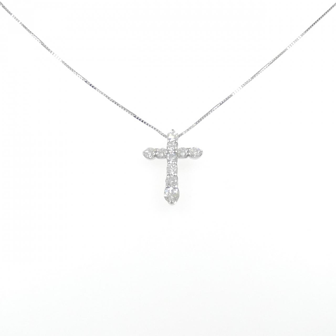 プラチナPT900 PT850 クロスダイヤモンドネックレス 1.00CT