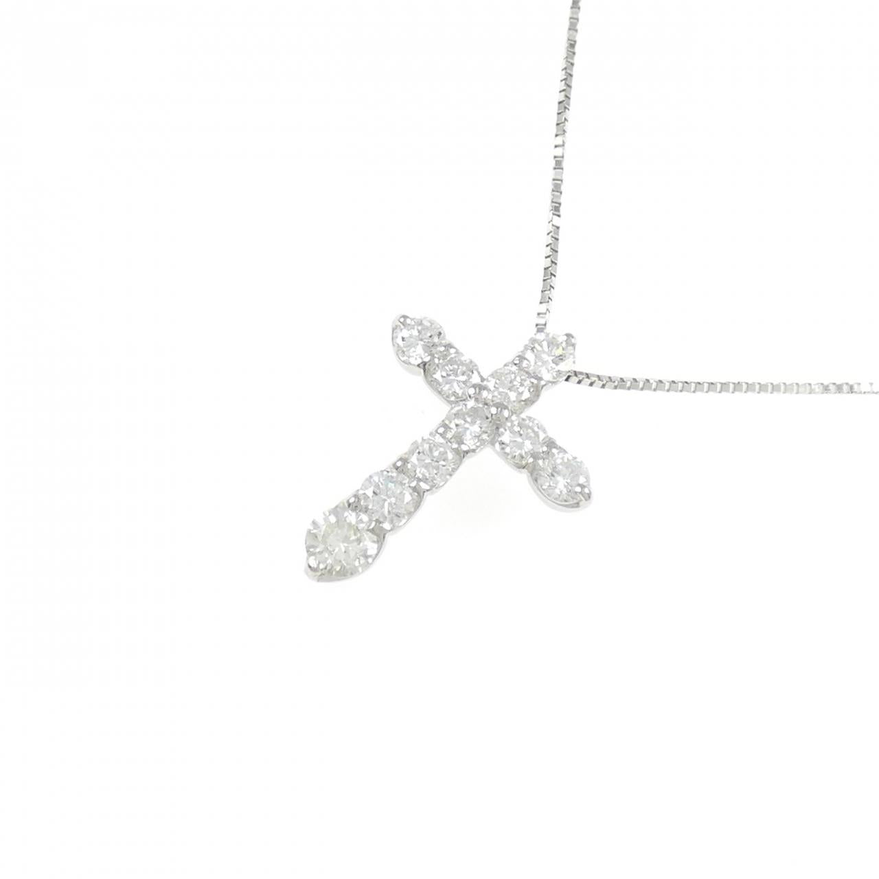 プラチナPT900 PT850 クロスダイヤモンドネックレス 1.00CT
