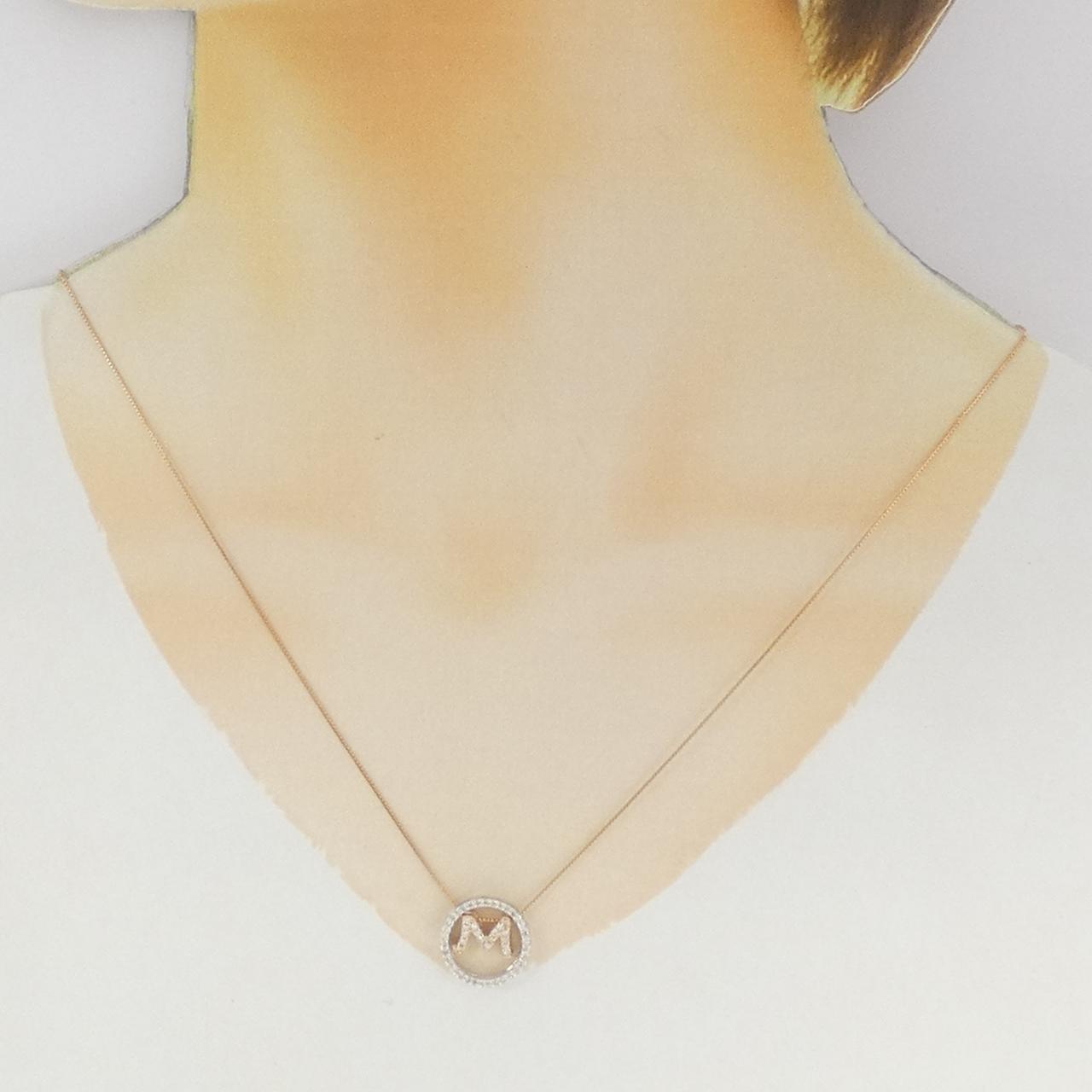 Au750 Au585 イニシャルMダイヤモンドネックレス