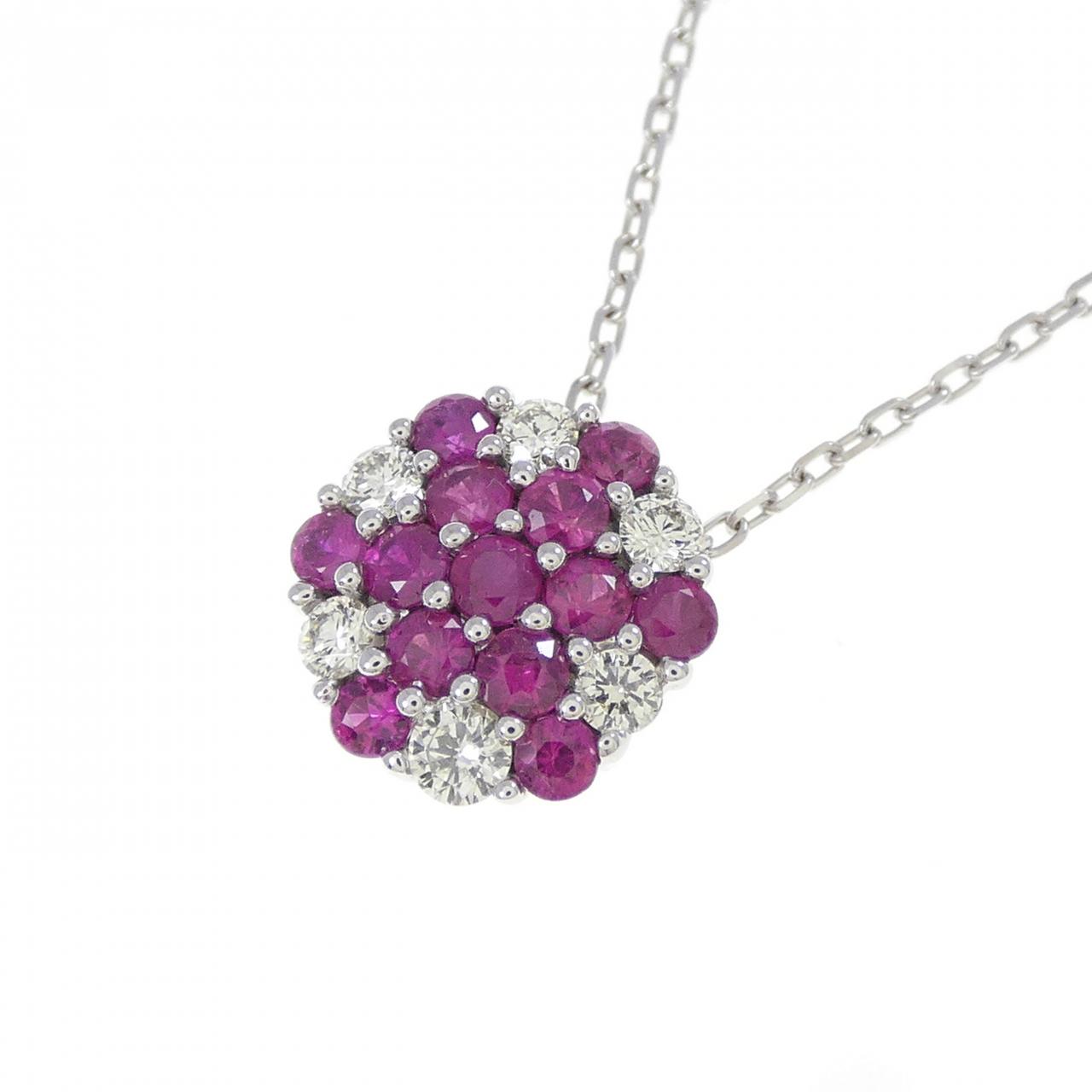 Au750ホワイトゴールドルビーダイヤモンドネックレス