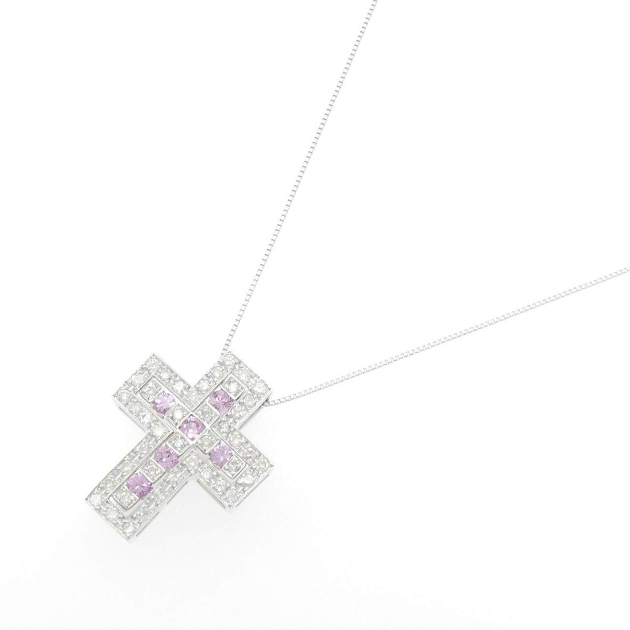 Au750 2way クロスサファイアダイヤモンドネックレス