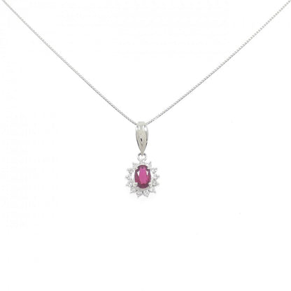 プラチナ ルビー ダイヤモンド ネックレス 0.50CT