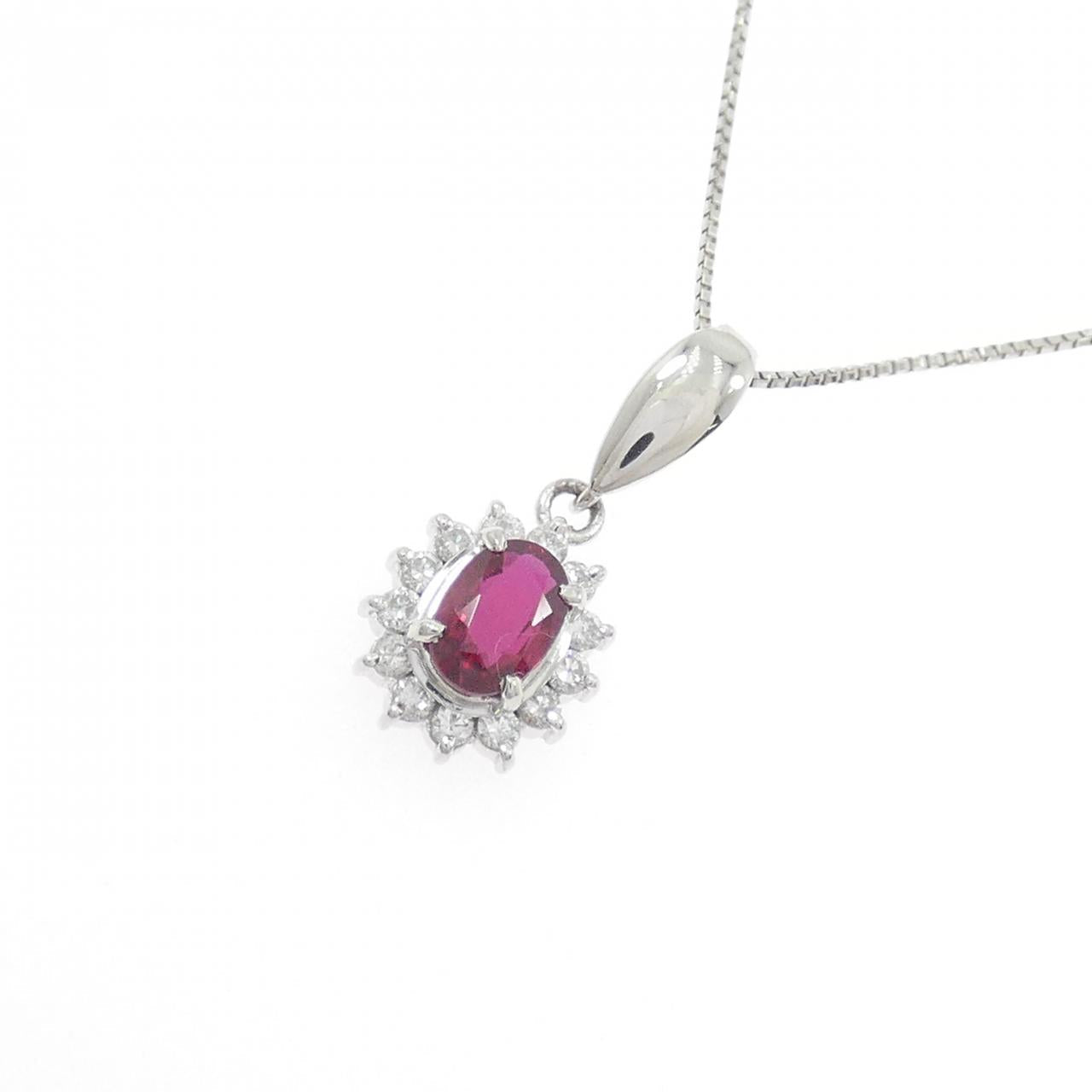 プラチナ ルビー ダイヤモンド ネックレス 0.50CT