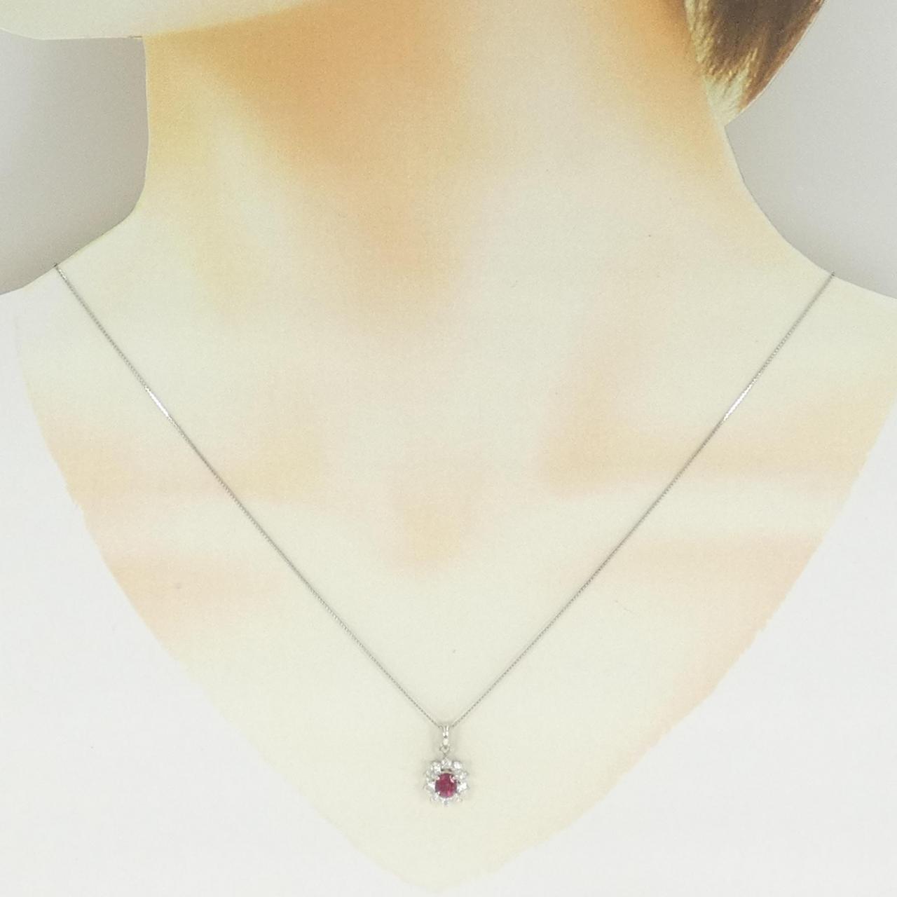 プラチナ ルビー ダイヤモンド ネックレス