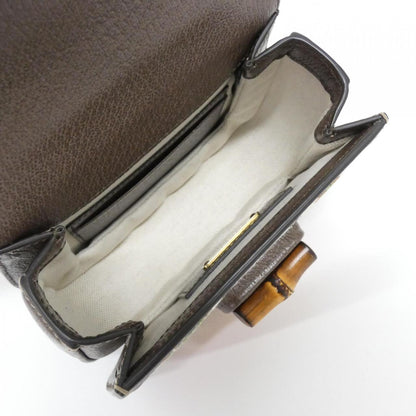 グッチ GUCCI BAMBOO 1947 キャンバスレザーショルダーバッグ