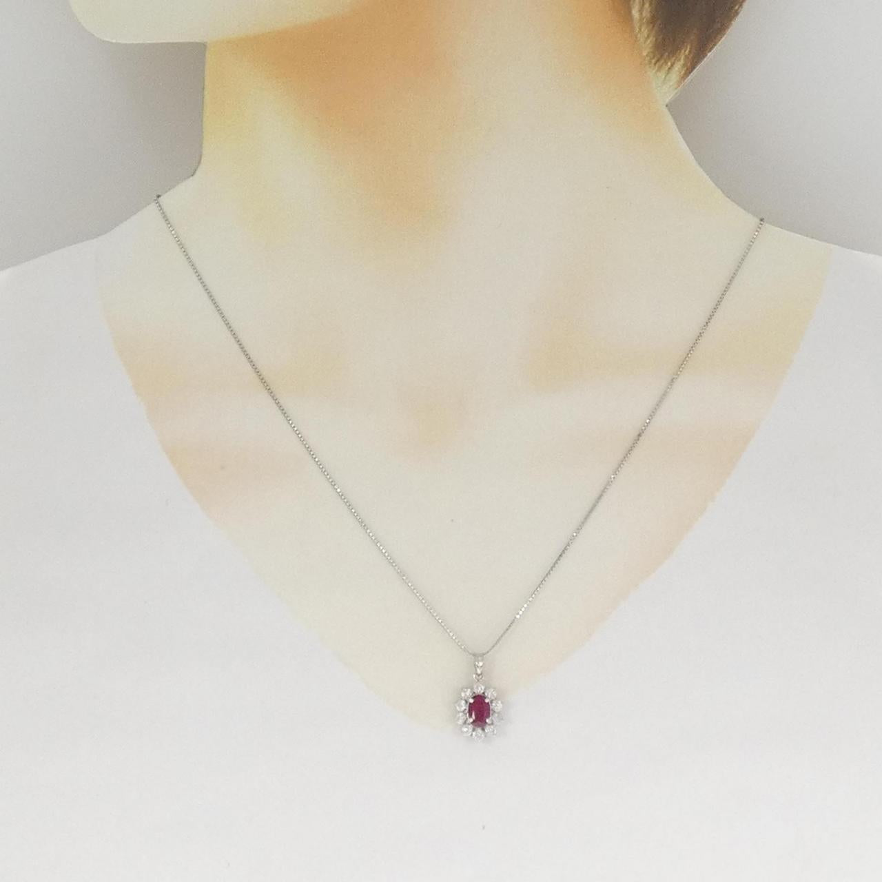 プラチナ 1.0CTルビー ダイヤモンド ネックレス