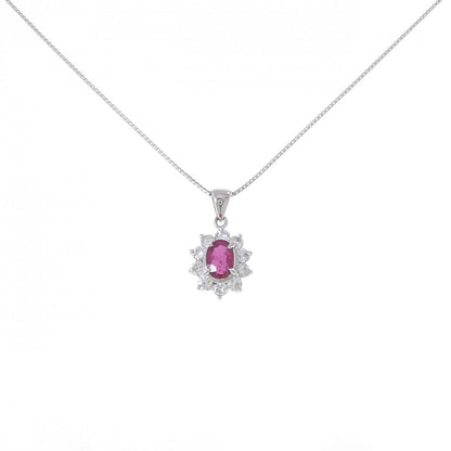 プラチナ 0.72CT ルビー ダイヤモンド ネックレス