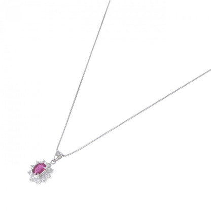 プラチナ 0.72CT ルビー ダイヤモンド ネックレス