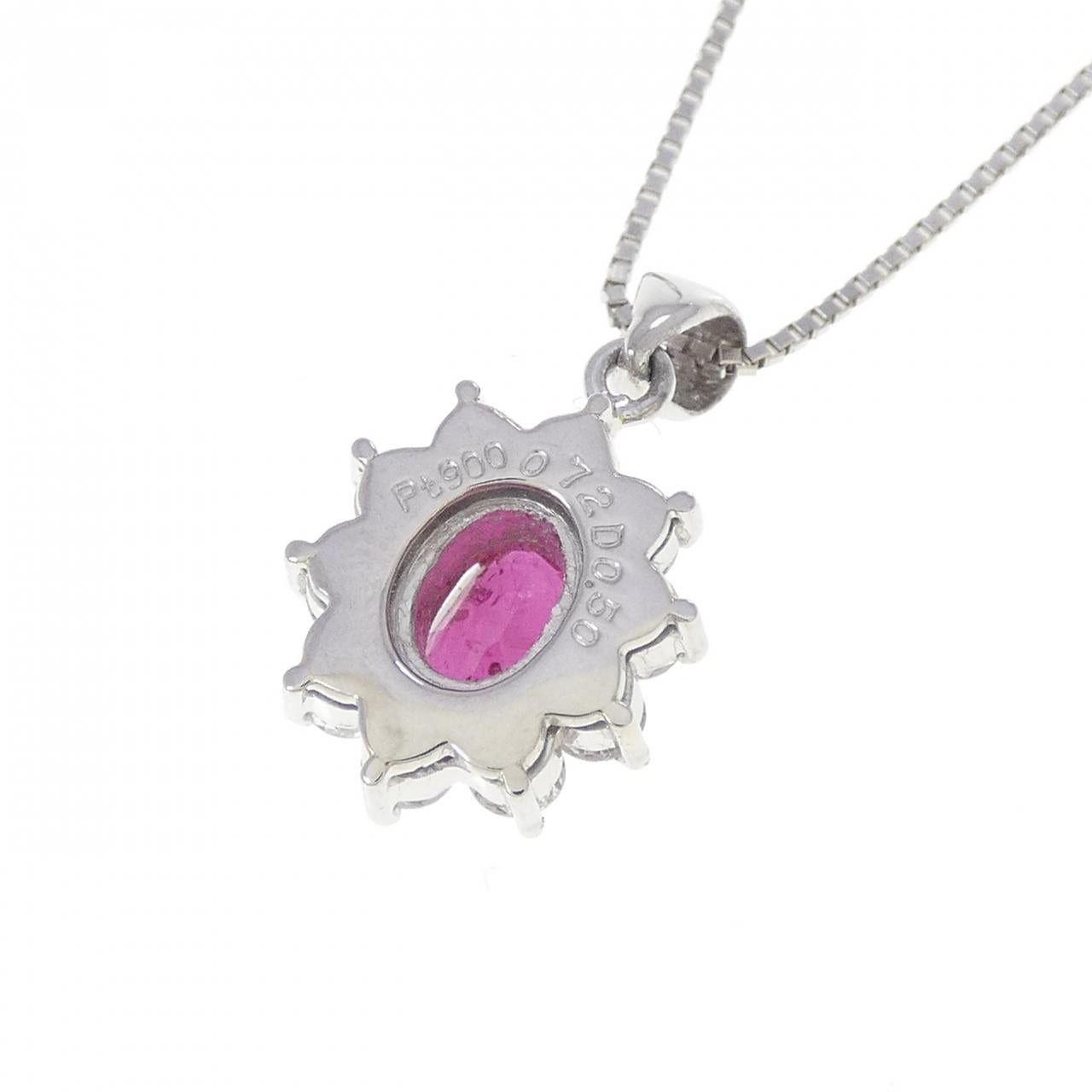 プラチナ 0.72CT ルビー ダイヤモンド ネックレス
